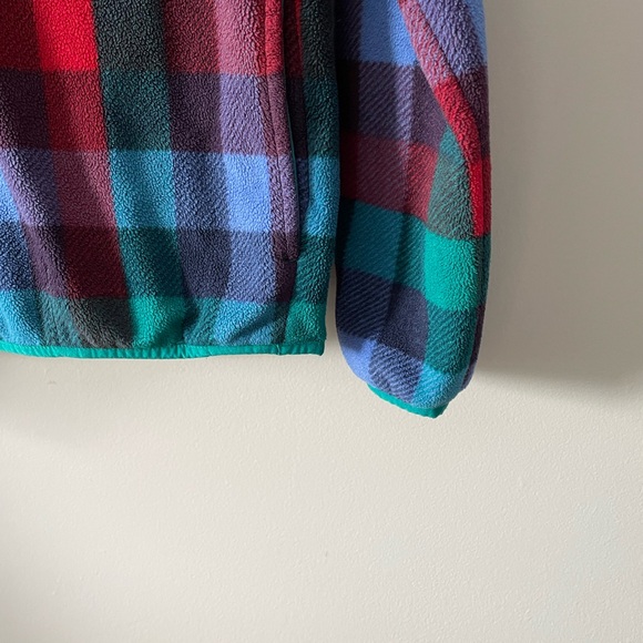 Lands' End Heritage Fleece Snap Neck Pullover Plaid - sz S - Picture 3 of 5